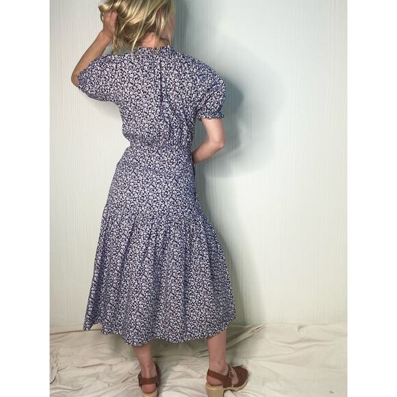 REBECCA TAYLOR LA VIE Floral Cotton Puff Sleeve Prairie Maxi Dress US XS - Picture 5 of 13